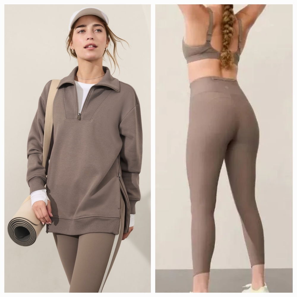 Athleta Yoga Set/Bundle Leggings And 1/2 Zip Sweatshirt